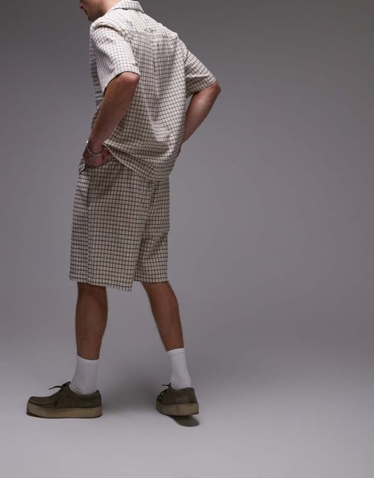 Topman rutiga shorts i sten - Image 3