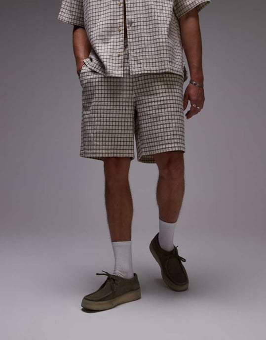 Topman rutiga shorts i sten - Image 4