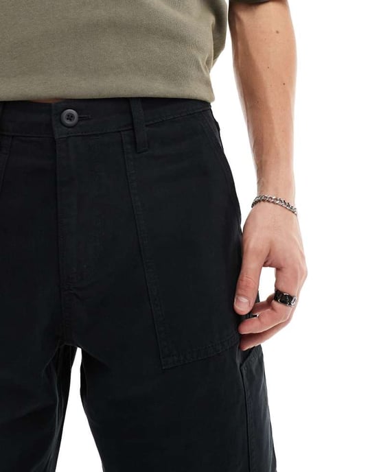 ASOS DESIGN cargo shorts in black with carpenter detail - Image 3