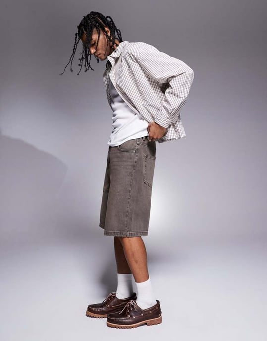 ASOS DESIGN längre denimshorts i vintage brun nyans - Image 3