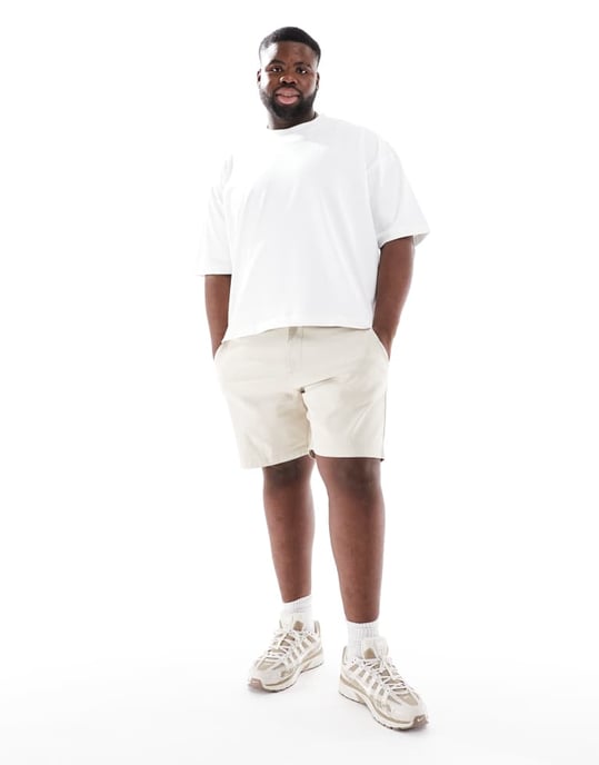 ASOS DESIGN slim mid-length chinos rollade shorts i sten - STEN - Image 2