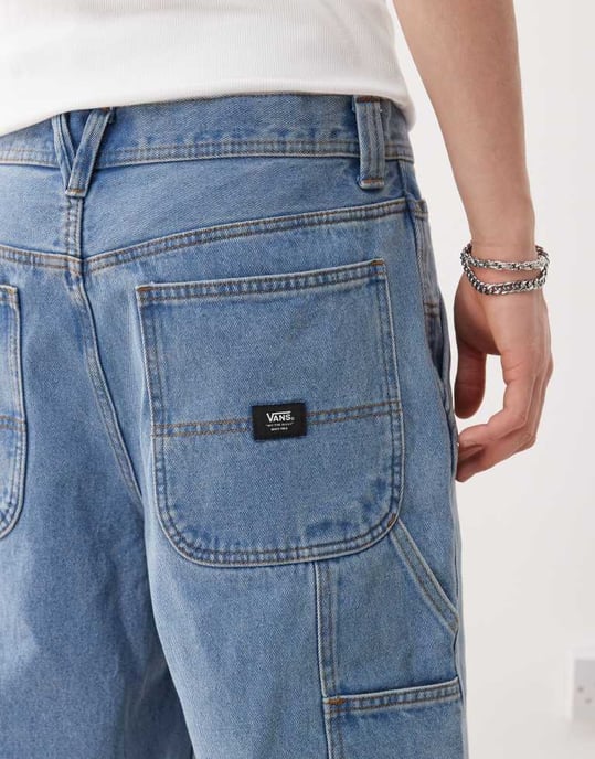 Vans drill chore löst sittande denimshorts i tvättad blå - Image 3