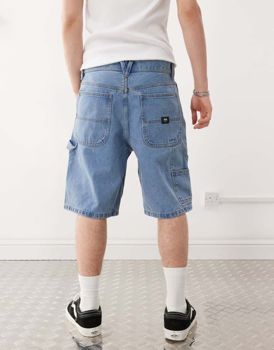 Vans drill chore löst sittande denimshorts i tvättad blå - Image 4