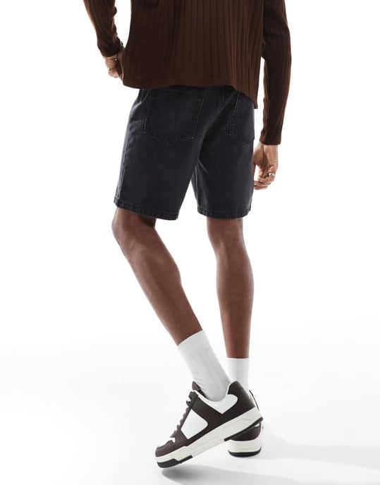 ASOS DESIGN slim denimshorts i tvättad svart - Image 3