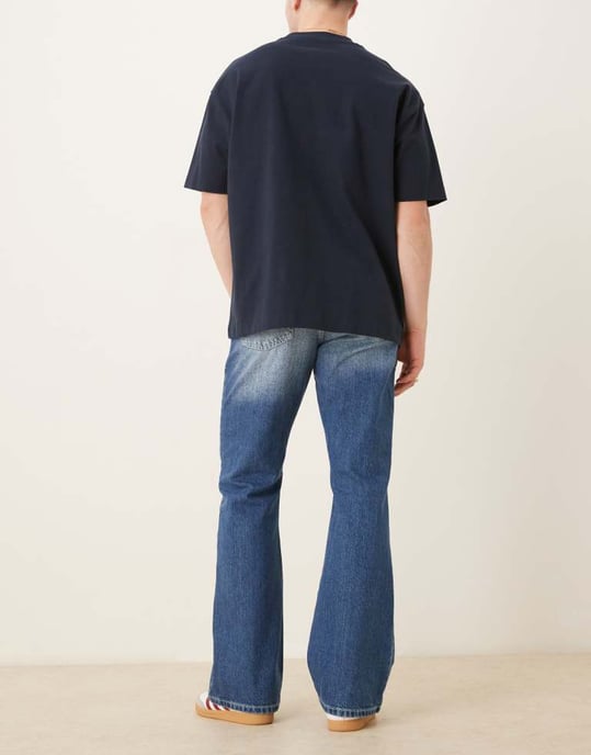 ASOS DESIGN vintage flare jeans i medtvättad blå - Image 3