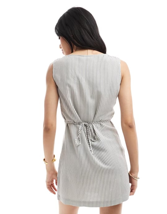 ASOS DESIGN linneblandning med sömdetaljer minikjol - Image 3