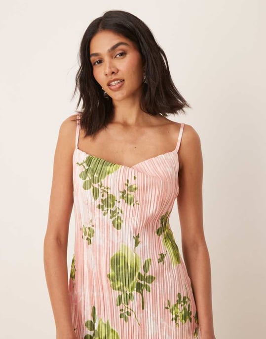 ASOS DESIGN plisserad kappa-krage minikjol i blommönster - Image 3