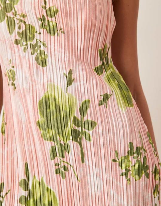 ASOS DESIGN plisserad kappa-krage minikjol i blommönster - Image 4