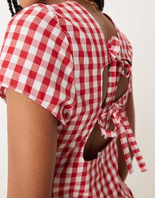 ASOS DESIGN t-shirt mini klänning med låg midja i rutig mönster - Image 3