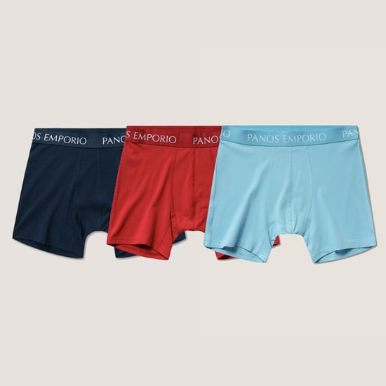 Three pack base bamboo boxer in blue and red with elastic waist - Image 2