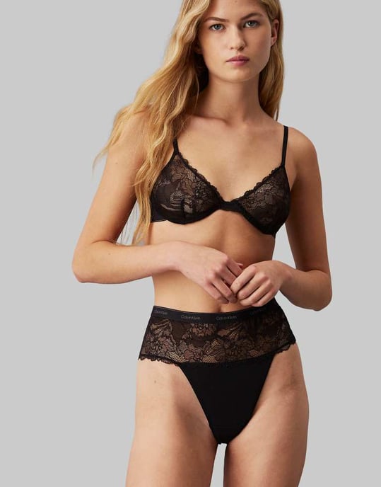Calvin Klein Modern Lace ovadderad demi-bh med underwire i svart - Image 2