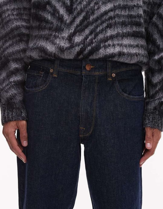 Utvalda Cole tapered jeans i mörkblått - Image 4