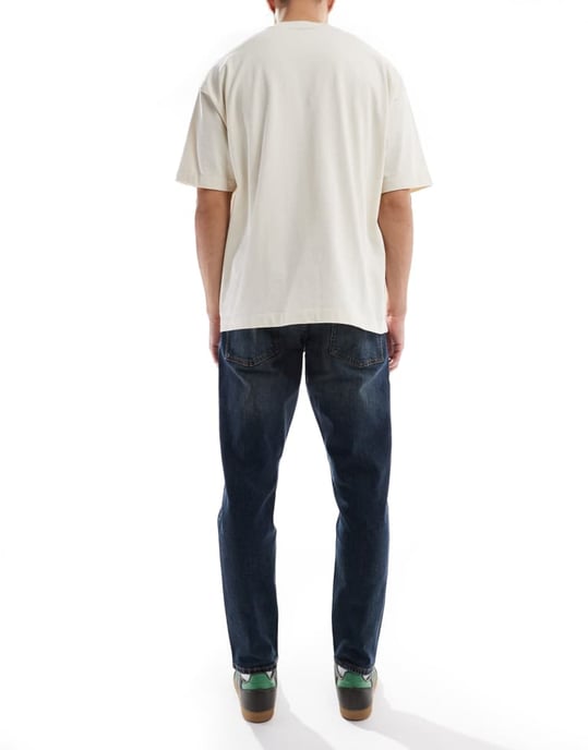ASOS DESIGN stretch tapered med toning i mörk tvättad blå - Image 2