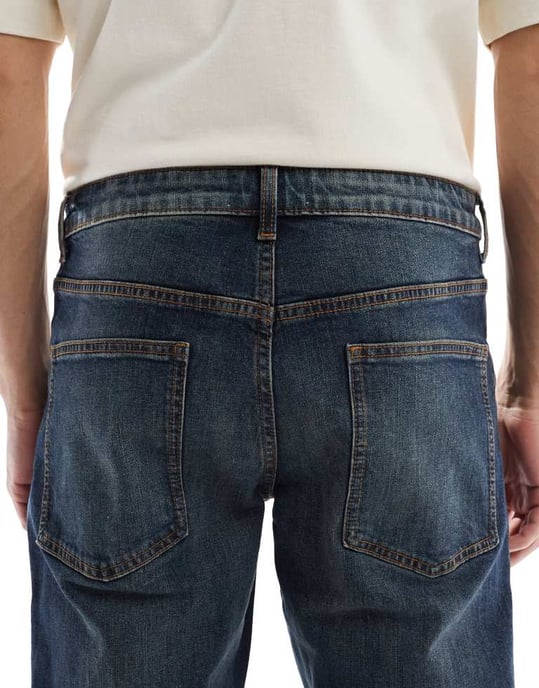 ASOS DESIGN stretch tapered med toning i mörk tvättad blå - Image 4