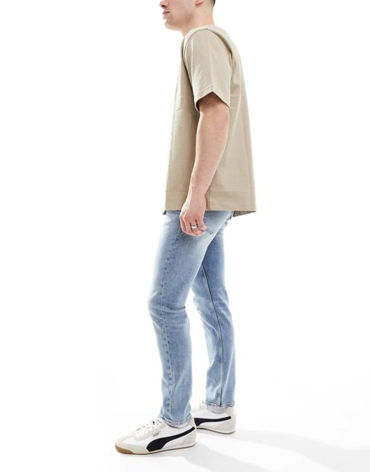 BOSS Orange Delaware slim fit jeans i ljus tvätt - Image 3
