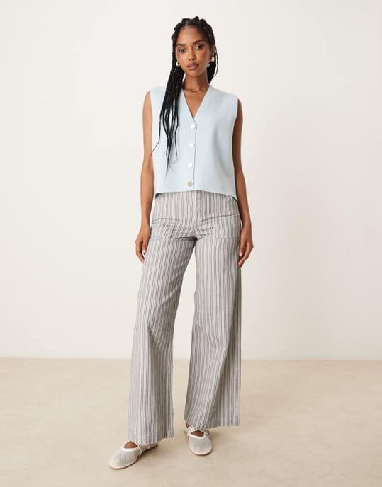 ASOS DESIGN strukturerad boxy väst i blått - Image 2