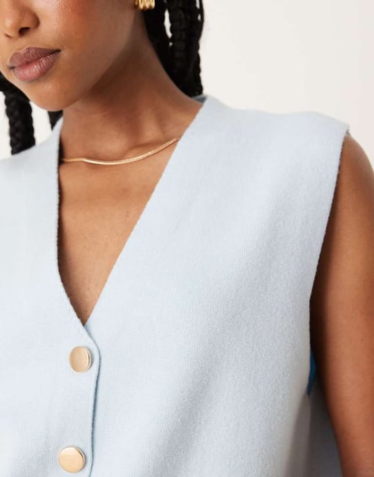 ASOS DESIGN strukturerad boxy väst i blått - Image 3