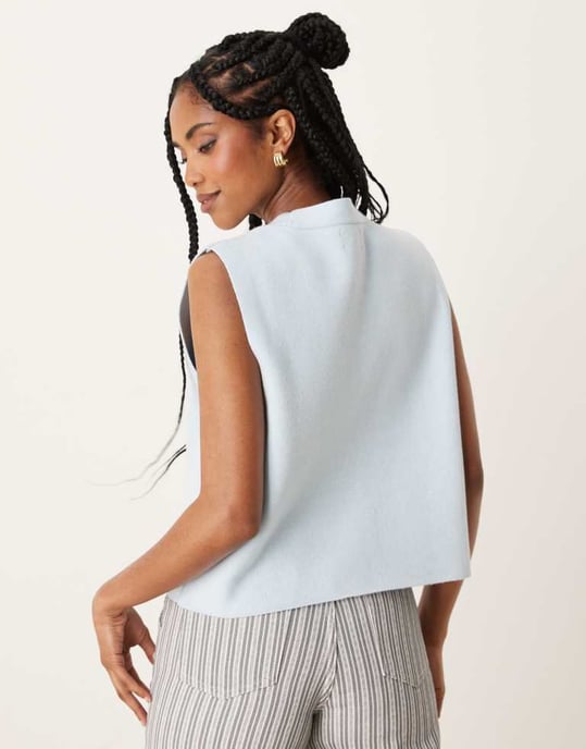 ASOS DESIGN strukturerad boxy väst i blått - Image 4