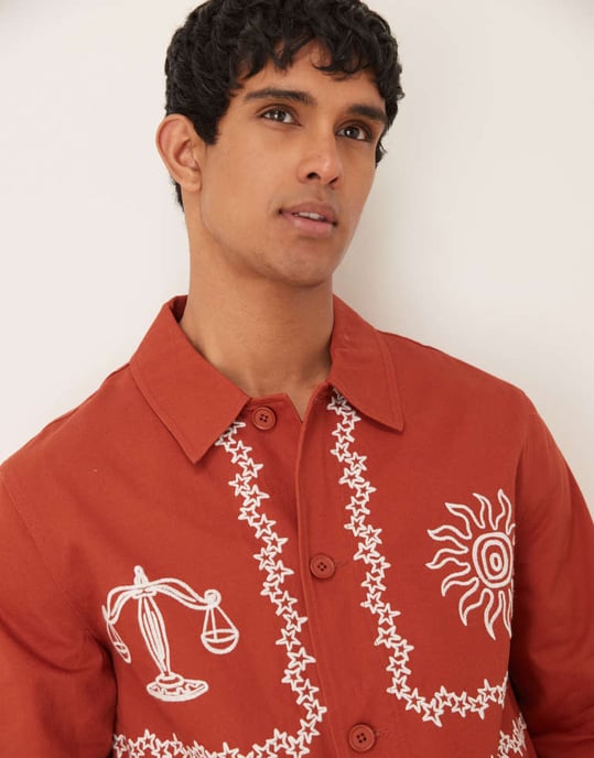 ASOS DESIGN broderad harringtonjacka i rostbrunt - Image 4