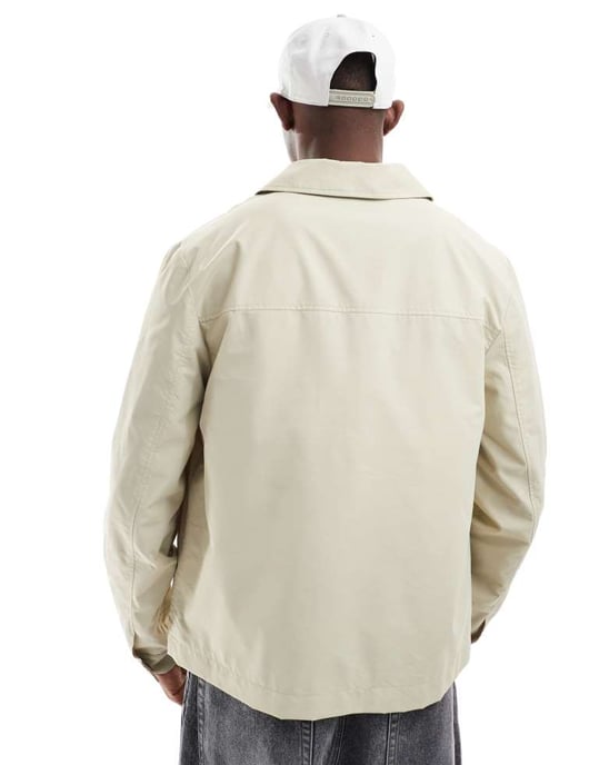 ASOS DESIGN lätt coachjacka i sten - Image 4
