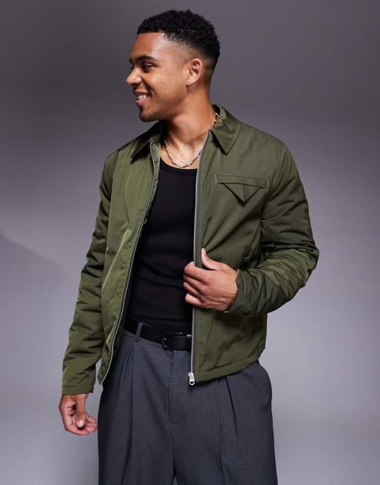 ASOS DESIGN smart harringtonjacka i khaki - Image 1