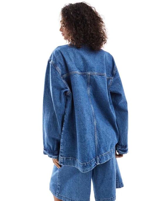 ASOS DESIGN denim barnjacka i mellanblå tvätt - Image 3