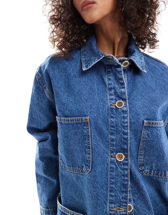 ASOS DESIGN denim barnjacka i mellanblå tvätt - Image 4