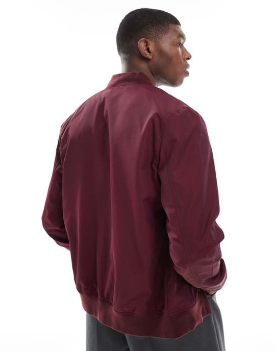 ASOS DESIGN lätt bomberjacka i vinröd - Image 3
