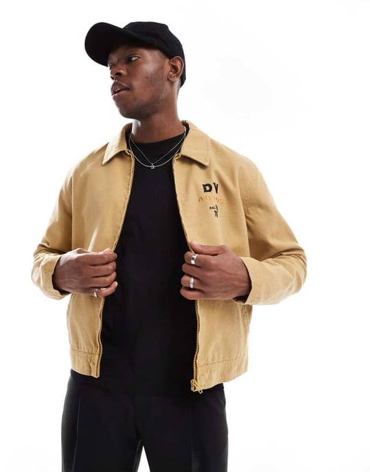 ASOS DESIGN arbetarskjorta med tryck på bröstet i stålgrå - Image 3