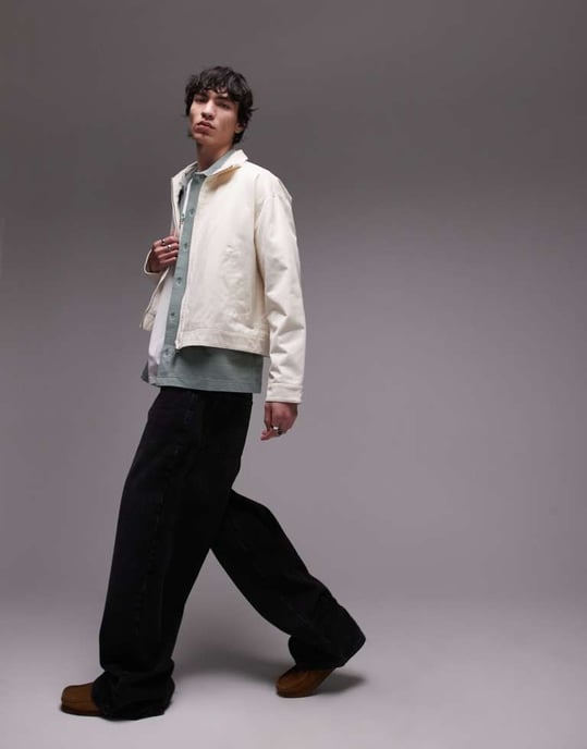 Topman twill Harrington-jacka i vit - Image 2