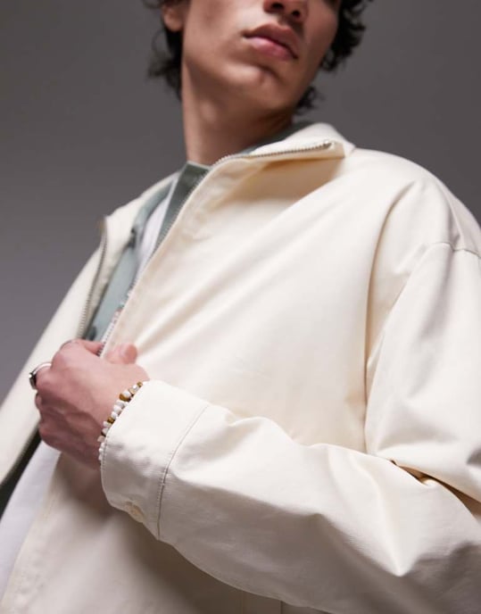 Topman twill Harrington-jacka i vit - Image 3