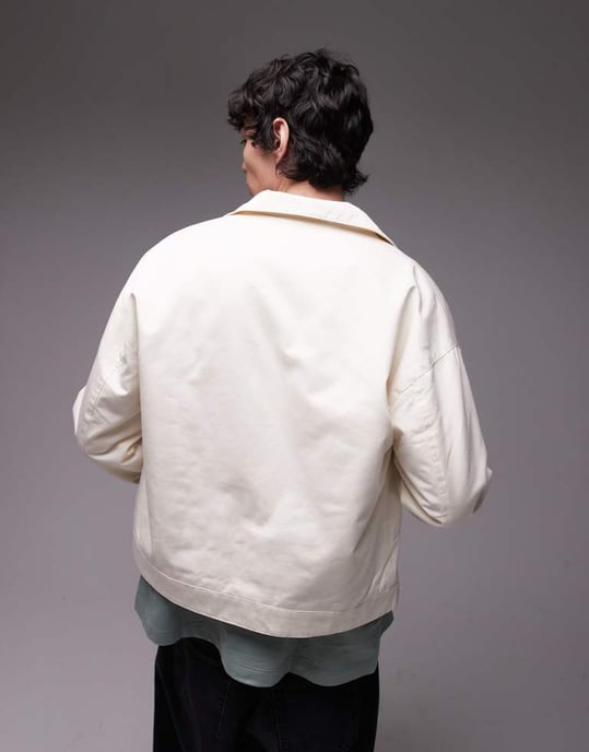 Topman twill Harrington-jacka i vit - Image 4