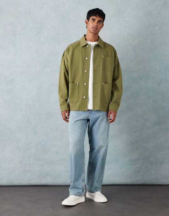ASOS DESIGN tvättad twill arbetjacka i khaki - Image 2