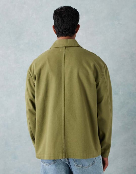 ASOS DESIGN tvättad twill arbetjacka i khaki - Image 3