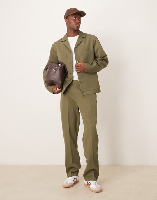 ASOS DESIGN smart co-ord revere harrington i mörkgrön - Image 3