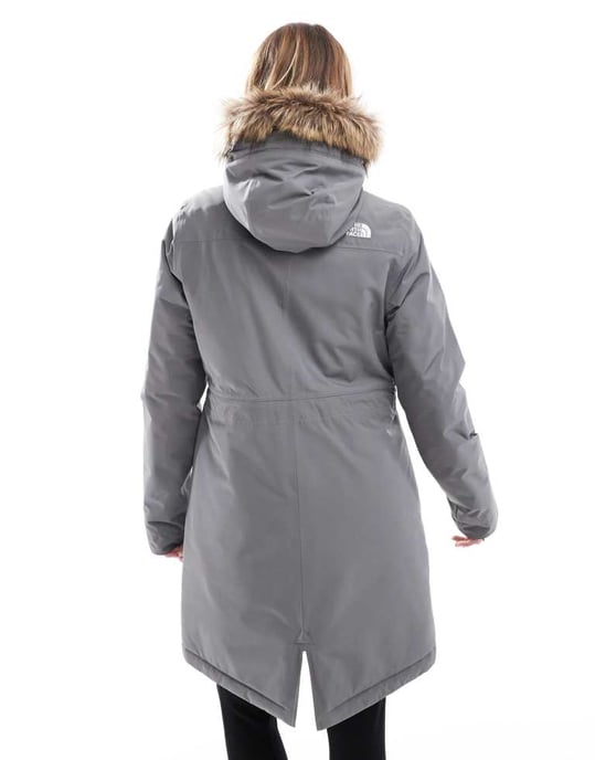 The North Face Zaneck fuskpäls huvad isolerad parka i grått - Image 3