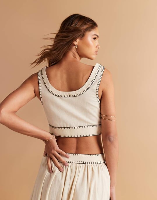 ASOS DESIGN knäppframsydd broderad co-ord topp - Image 4