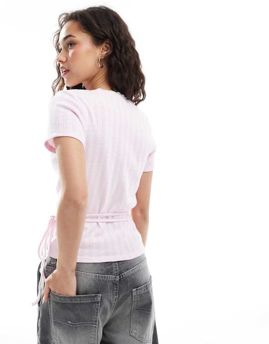 Miss Selfridge spetsdetaljerad knytblus - Image 3