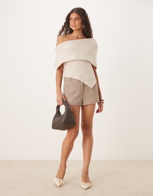 ASOS DESIGN enaxlad stickad topp i havre - Image 2