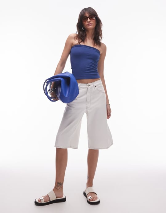 Topshop bandeau i marinblå - Image 2