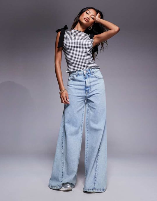 ASOS DESIGN strukturerad svart rosett axel rutigt mönster - Image 4