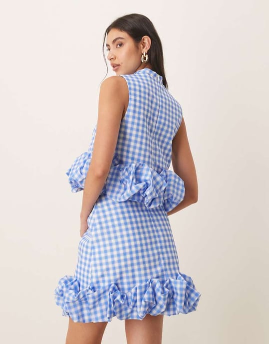 Syster Jane Lavendel rutigt kort topp i blå - Image 3