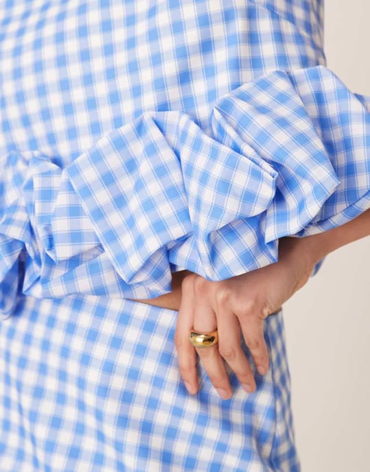 Syster Jane Lavendel rutigt kort topp i blå - Image 4