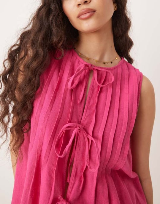 Nobody's Child Tilly knyt-detalj linne topp-set i rosa - Image 3