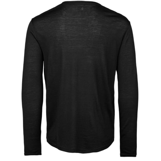 Merino Wool Men's' Long Sleeve T-Shirt in Black with Crew Neck - Image 3