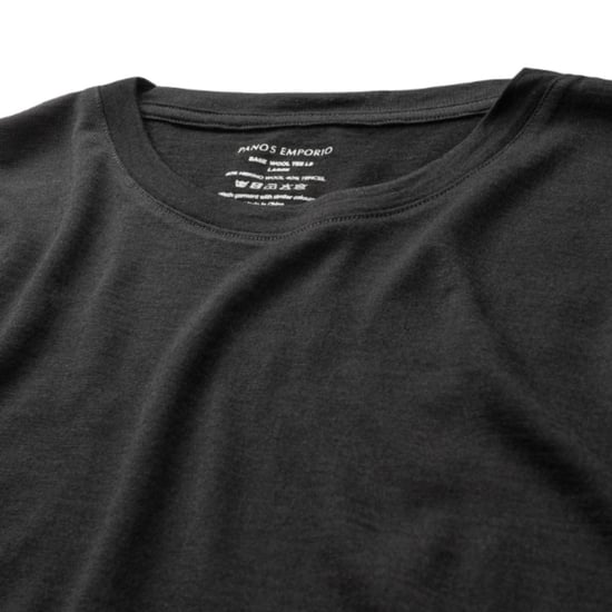 Merino Wool Men's' Long Sleeve T-Shirt in Black with Crew Neck - Image 4