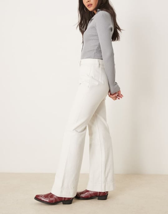Free People cerine relaxed bootcut jeans in ecru - Image 3