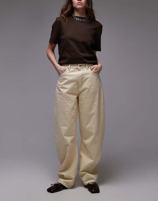 Topshop Barrel mid rise jean in buttermilk - Image 1