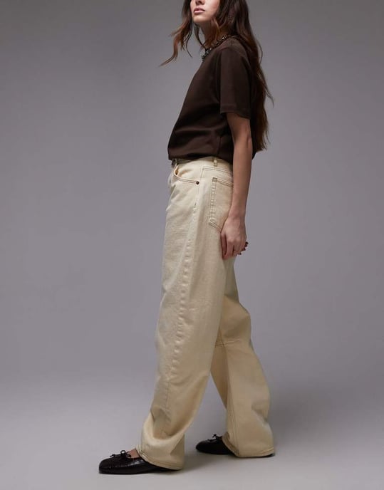 Topshop Barrel mid rise jean in buttermilk - Image 2