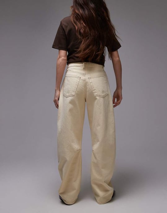 Topshop Barrel mid rise jean in buttermilk - Image 3